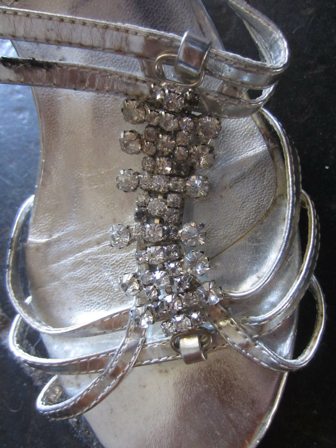 Image of Silver Sling-back Heels - Spot On - Size 4