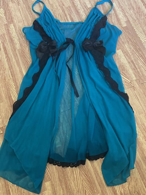 Turquoise & black lace lingerie dress