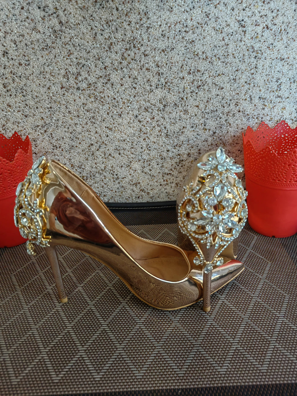 Image of Gold Diamante Heels