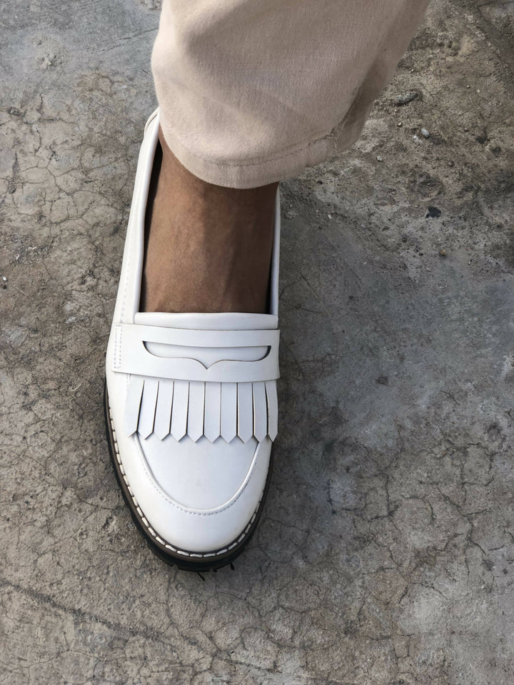 Image of Old Khaki White Loafers