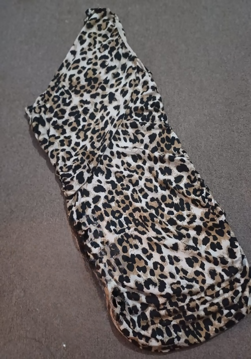 Image of Guess Asymmetrical Leopard Print Dress 