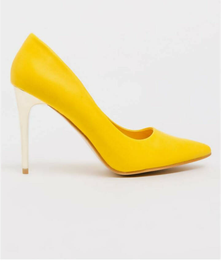 Image of Metal Stiletto Heels Yellow