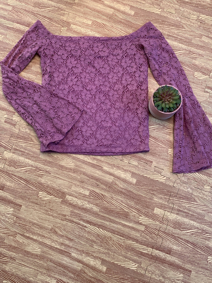Image of Long Wide Sleeve Lace Top