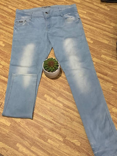 Image of Light Blue Faded Denim Jeans