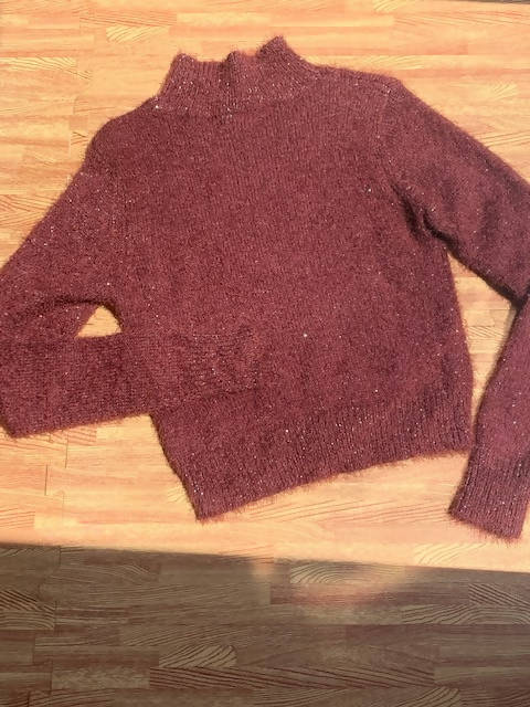 Image of Maroon Fluffy Jersey Top
