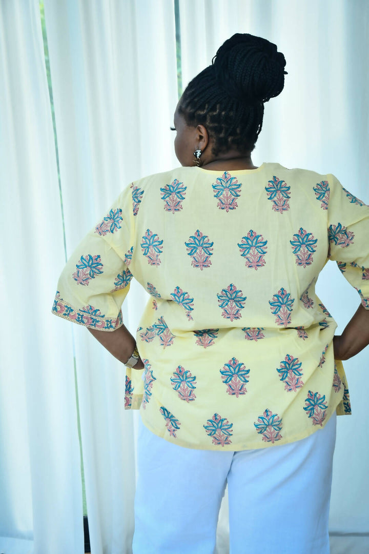 Image of Square Neck Print Top