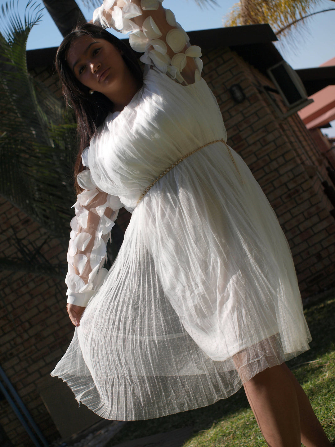 Image of White Short Chiffon Dress